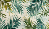 Fototapeta Sypialnia - Tropical watercolor palm leaf pattern, Generative AI