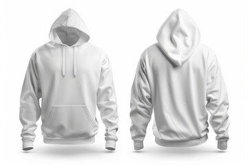 Poster - Men's white blank hoodie template,from two sides, for your design mockup for print, isolated on white background