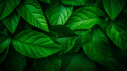 Wall Mural - Close up of lush foliage against a dark backdrop