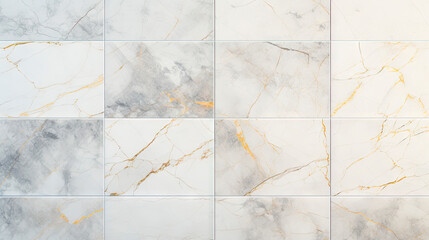 Close up of white and gold marble tile wall