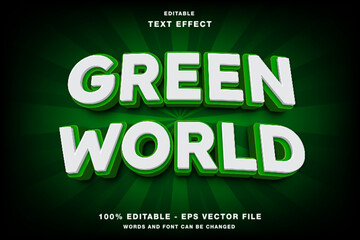 Wall Mural - Green World 3d Editable Text Effect Template Style Premium Vector
