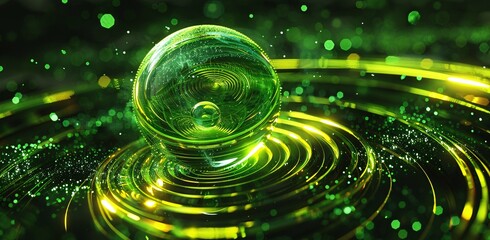 Aufkleber - Glowing Yellow Bubble in a Green Swirl A Monthly Event Inspired by the Latest Trends Generative AI