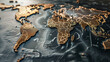 world map made from gold, gold business concept