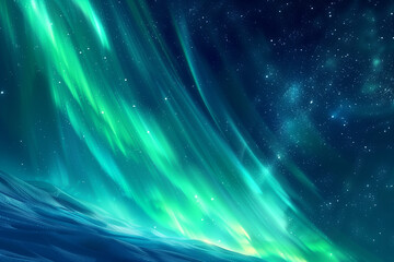 Wall Mural - Ethereal Northern Lights in the Starry Night Sky, Background