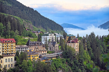 Canvas Print - Bad Gastein landscape in the morning summer season Austria