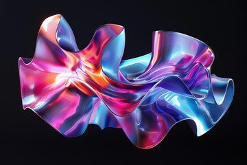 Wall Mural - abstract 3d render of futuristic colorful flowing shape, modern art