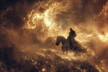 Apocalyptic Scenario With Pale Horse And Rider, Biblical End Times Prophecy, Book Of Revelation Concept Illustration