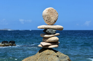 Fantastic View of Balancing Stones by the Water