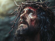 a man with a crown of thorns