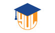 YUL initial letter academic logo design vector template. school college logo, university logo, graduation cap logo, institute logo, educational logo, library logo, teaching logo, book shop, varsity