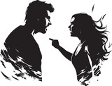 Fototapeta Koty - Clash Convergence Dynamic Emblem of Couples Conflict Fury Fusion Vector Graphic Illustrating Couples Anger