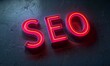 SEO Neon Sign  - Online Marketing and Visibility in Adversity