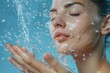 splash of water to care for the skin and face of a woman
