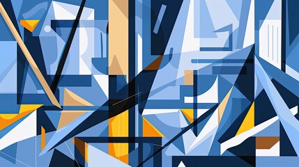 Wall Mural - Blue abstract design. Generative AI