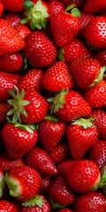 Wall Mural - background from freshly harvested strawberries, directly above