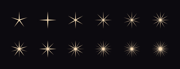 Wall Mural - set of simple gold sparkles – graphic elements of gold stars – collection of isolated luxurious gold