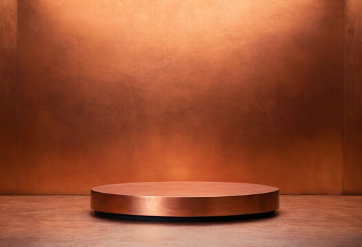 Copper Podium with Copper metal panted background generative ai