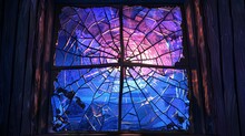 Purple Stained Glass Window With A Sunset Glow Generative AI