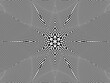 Kalejdoskop, wypukła geometryczna tekstura 3d,  wybrzuszone sferyczne strefy w kształcie gwiazdy o wzorze biało - czarnej szachownicy. Abstrakcyjne tło