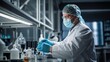 © mohsen - A Close-Up of a Research Scientist, Wearing a Mask and Working in a High-Tech Lab, Analyzes a Sample with Determination