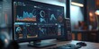 An 8k, high detail, sharp focus, professional photo of a close-up computer monitor showing an analytics dashboard with various metrics and graphs in a photo-realistic scene
