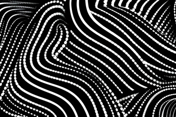 Black abstract background design. Modern wavy line pattern (guilloche curves) in monochrome colors. Premium stripe texture for banner, business backdrop. Dark horizontal vector template, illustratio