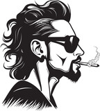 Fototapeta Młodzieżowe - Puffin Personality Vibrant Vector Logo of a Smoking Dude Cool Smoke Cartoon Guy with Smoking Icon Graphic Design