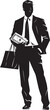 Cash Captain Cartoon Rich Person Holding a Money Bag Icon Fortune Fiona Vector Logo of a Wealthy Individual with Money Bag