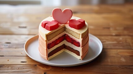 Wall Mural - Valentines cake. Generative AI