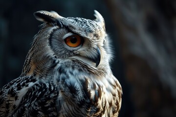 closeup portrait of beautiful owl in forest , bird in natural habitat