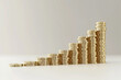 The gold coins are placed upwards to the right. Graphs showing the growth and development of monetization, economic trends, the economy, stock prices, corporate performance, profits, etc.