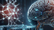 Artificial intelligence brain. Illustration of a thought process. Animation of future technologies, artificial intelligence deep learning computer machine. 3D rendering