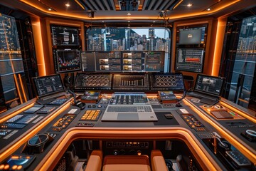 Wall Mural - a home recording and video editing studio professional photography