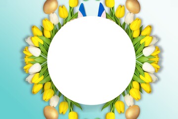 Sticker - Easter decor with bunny ears and colored eggs