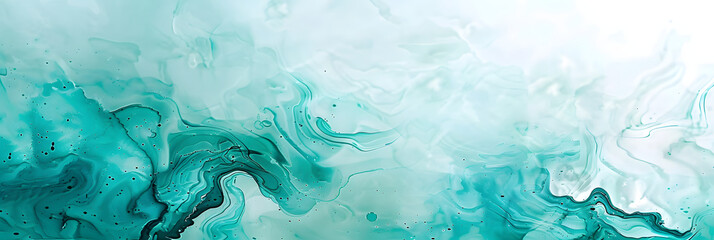 Poster - Abstract watercolor paint background by teal color blue and green with liquid fluid texture for background, banner