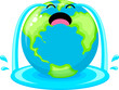 Crying globe character design. showing sobbing face. Global warming concept.