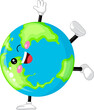 Cute cartoon globe character. Jump and somersault. Illustration