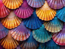 Colorful Sea Shell Assortment Close-up. 