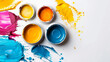 Colorful Paint Cans on White Background: Vibrant and Eye-catching Stock Photos for Creative Projects