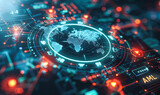 Fototapeta Panele - Compliance Officer Implements Global Anti-Money Laundering (AML) Protocols Using Interactive Digital World Map Interface