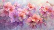 A symphony of sweetheart blossoms in watercolor, their tender tints of lavender and pink intertwined with Valentines artistry, whispering loves promise