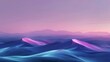 © 1st footage - Vibrant digital landscape, smooth gradient hills, wide view, dusk, serene futurism