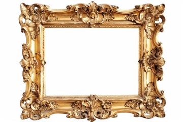 Wall Mural - Ornate antique golden frame isolated on white background, vintage border for photos and art