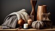 Wooden accessories and decor elements. In the spirit of hygge.