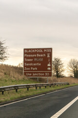 tourist attraction road sign to blackpool 