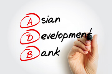 Poster - adb - asian development bank acronym with marker, business concept background