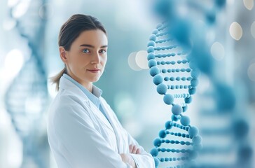 Genetic counselor and DNA model