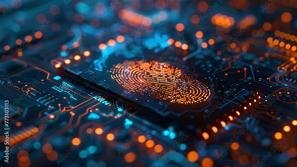 Digital biometric, security and identify by fingerprint concept ...