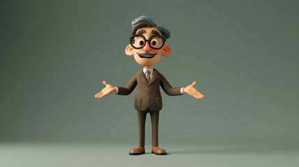 Cartoon character of a man, businessman in a suit. Isolated avatar in different poses for graphic design and advertising.