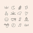 Vector set design colorful templates icons and emblems for yoga teachers- social media story highlight. Different blogger icons in trendy linear style isolated